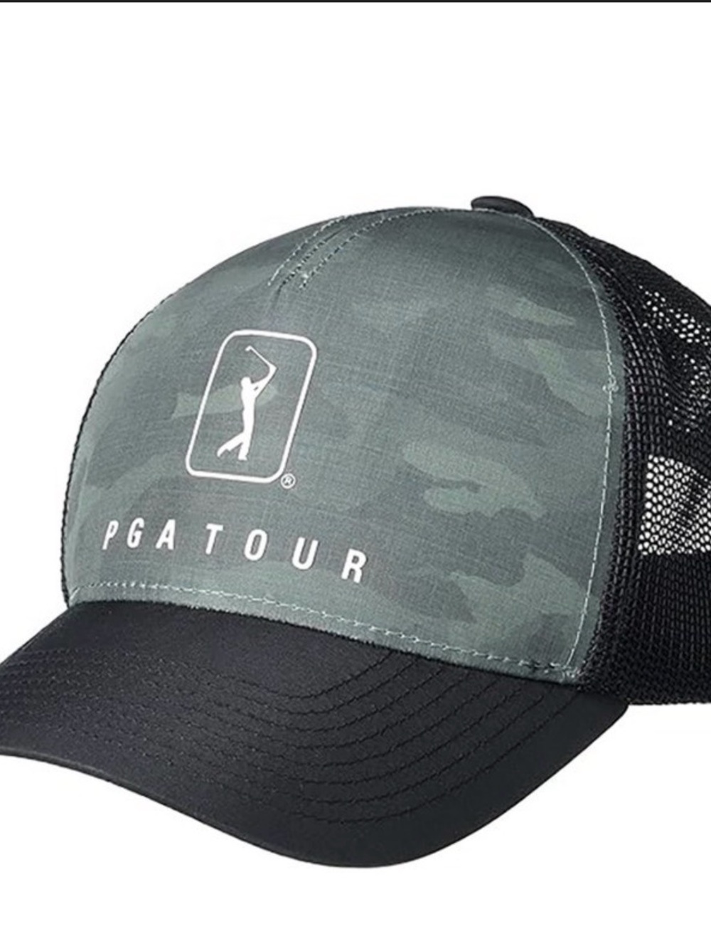 Men's PGA TOUR Black trucker camo duck green black Adjustable Hat NWT - Picture 6 of 7